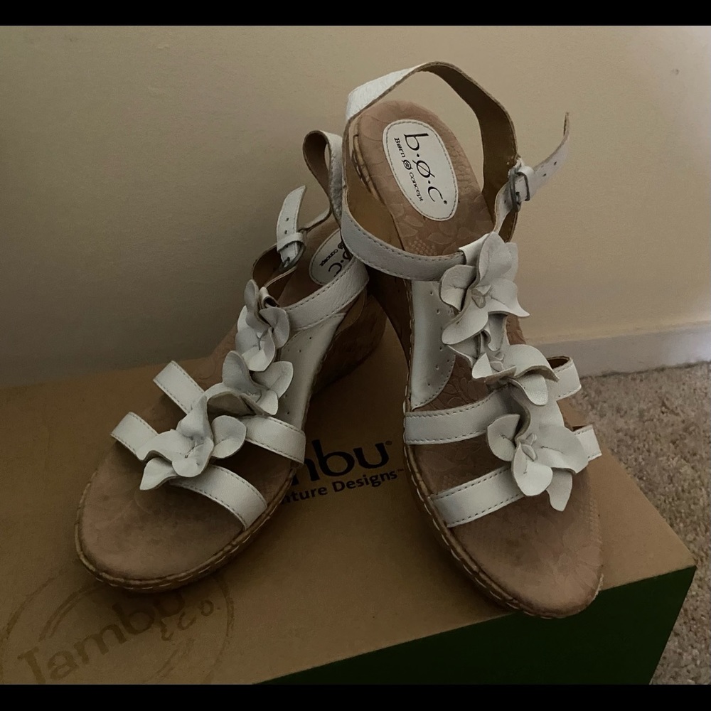 White Faux Leather Heeled Sandals